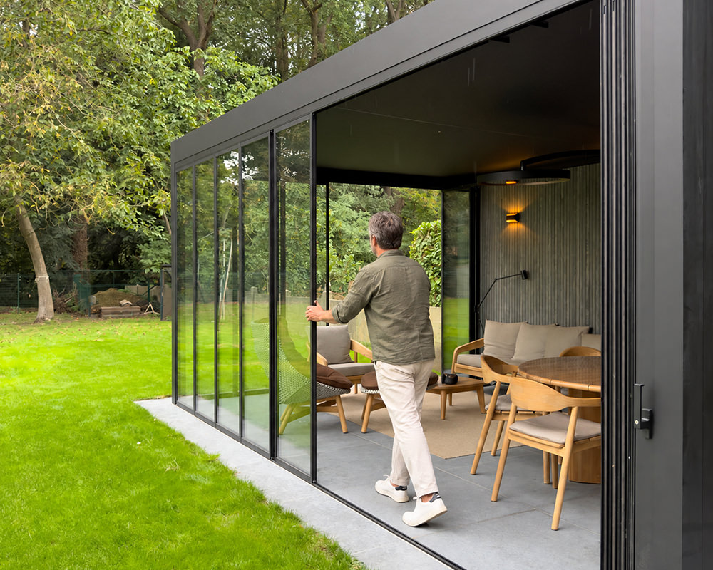 Glazen Wanden Terras Overkapping Poolhouse Bijgebouw
